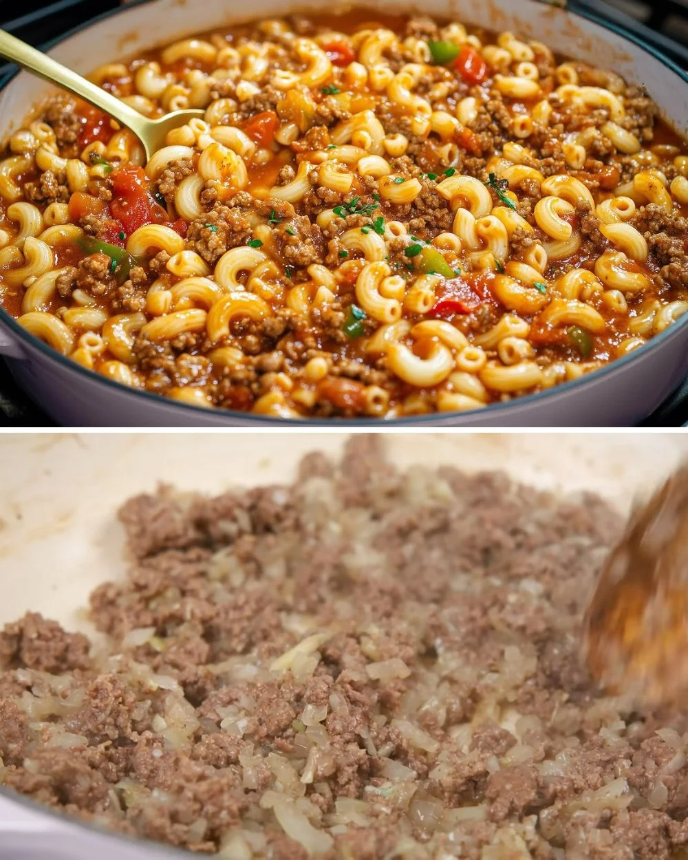 Eén-Pan Gehakte Runderpasta gerecht eenvoudig gemaakt in 20 minuten