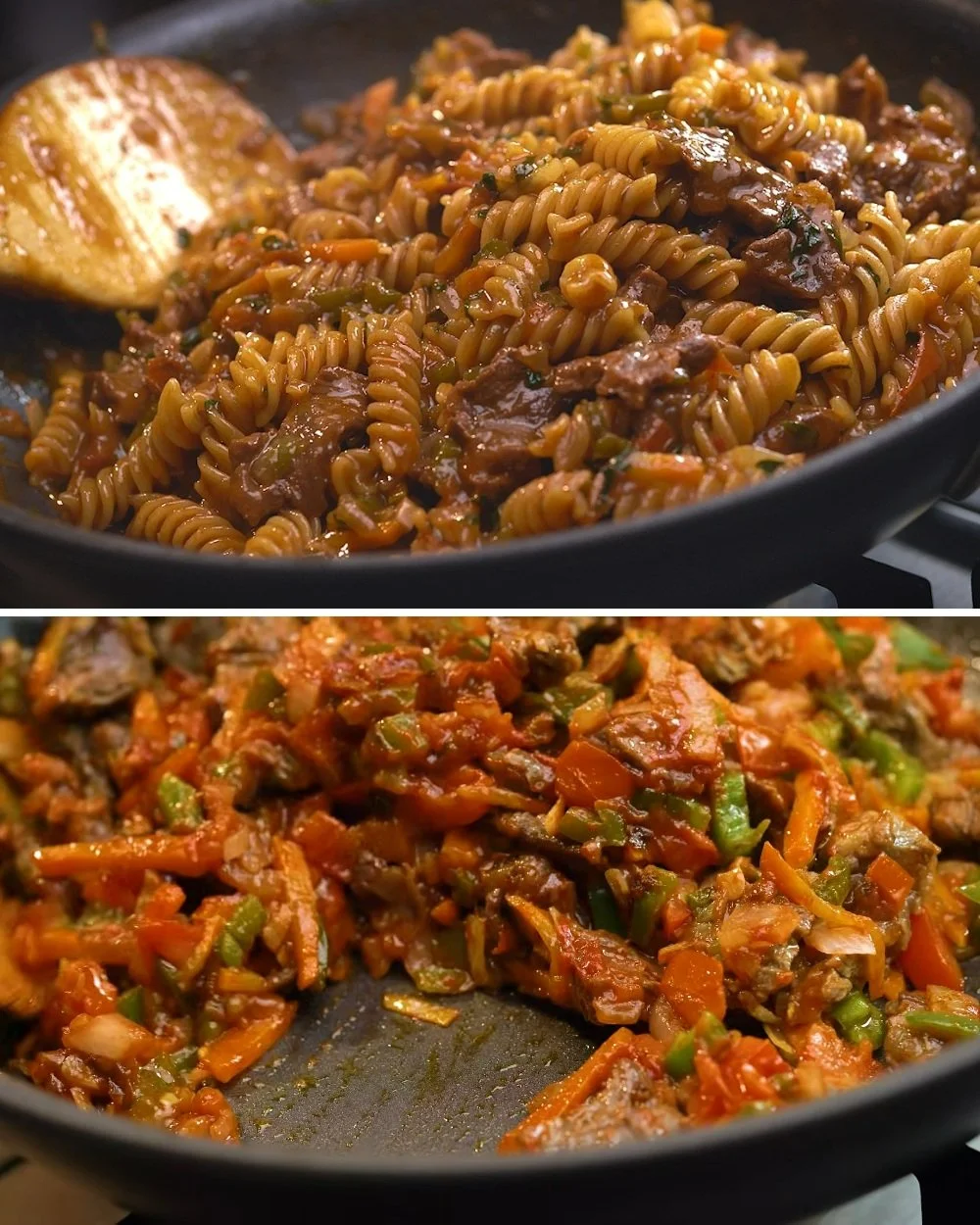 Eenvoudig eenpans runderpasta recept voor een snel diner