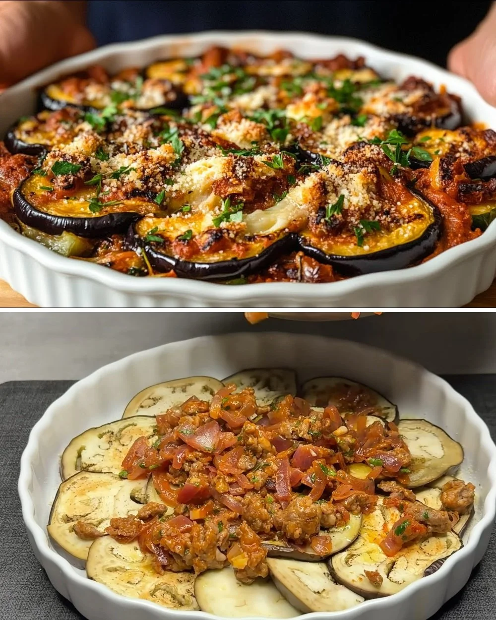 Gevulde aubergines met een smakelijke vulling gerecht