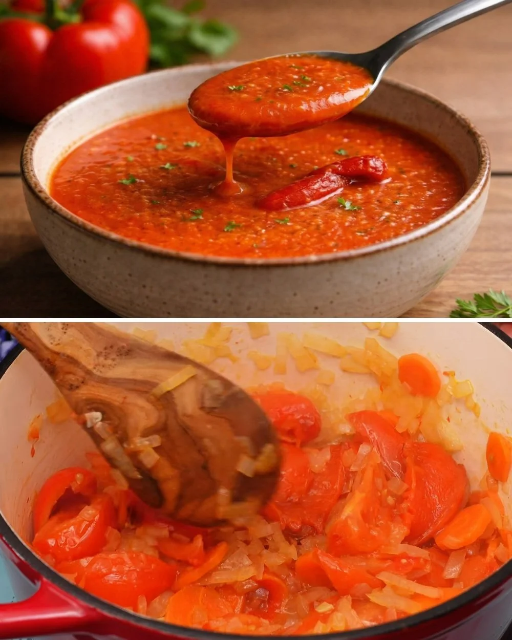 Heilig soeprecept van Italiaanse oma met verse ingrediënten en kruiden.