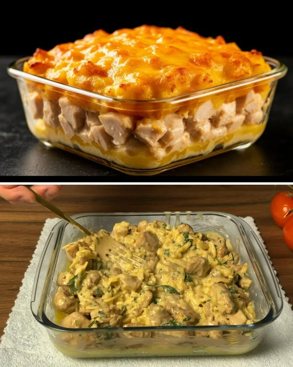 Hoofdrecept met kip en aardappelen, een smakelijke en voedzame maaltijd.