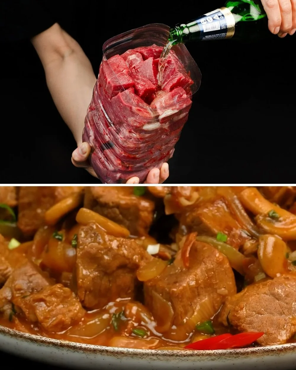 Heerlijk rundvlees gerecht met romige aardappelpuree