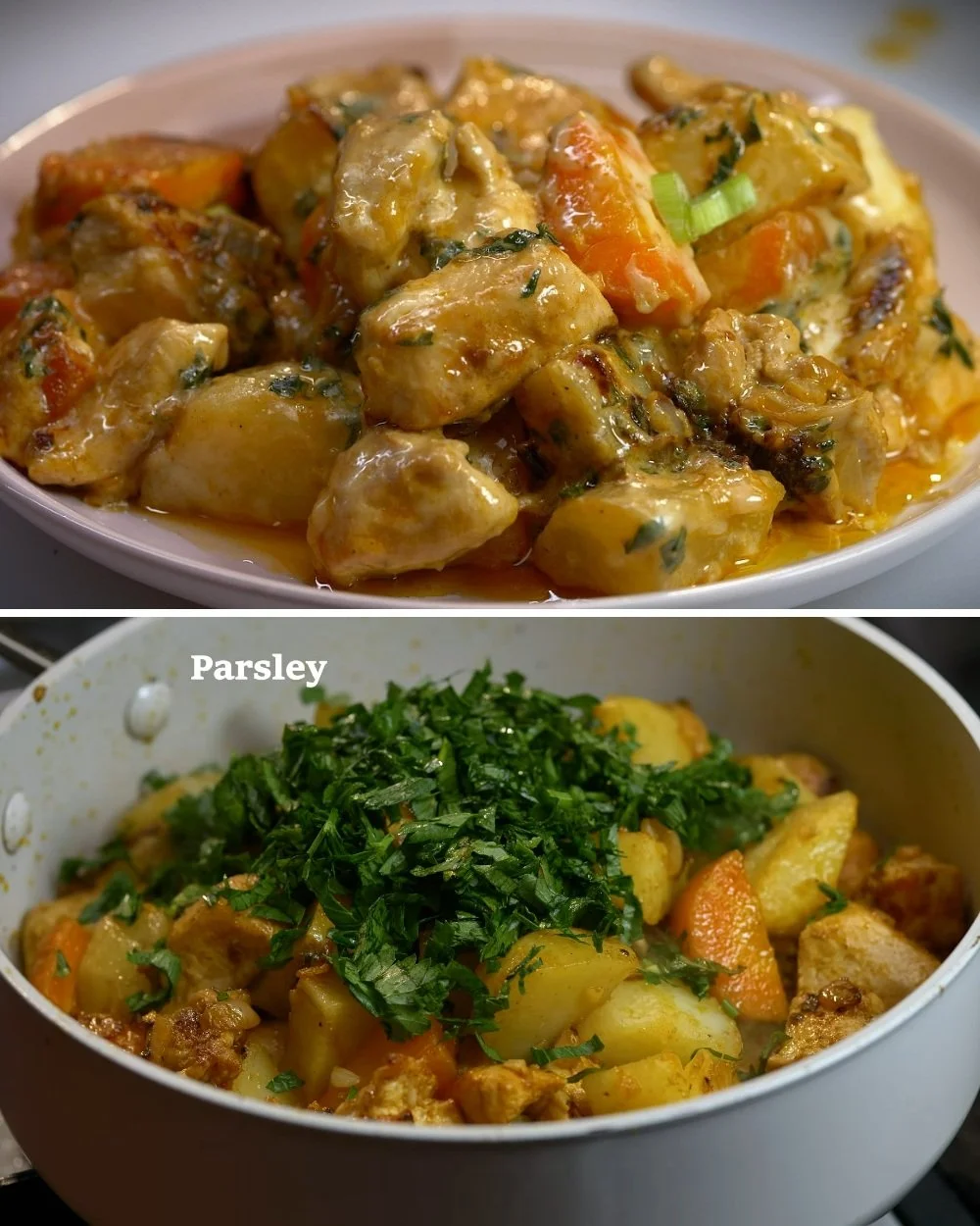 Kipfilet met aardappels en wortelen recept bereid in een pan