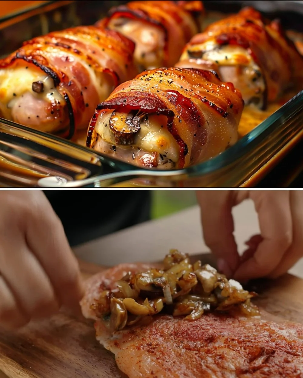 Kiprolletjes in bacon geserveerd met frisse salade