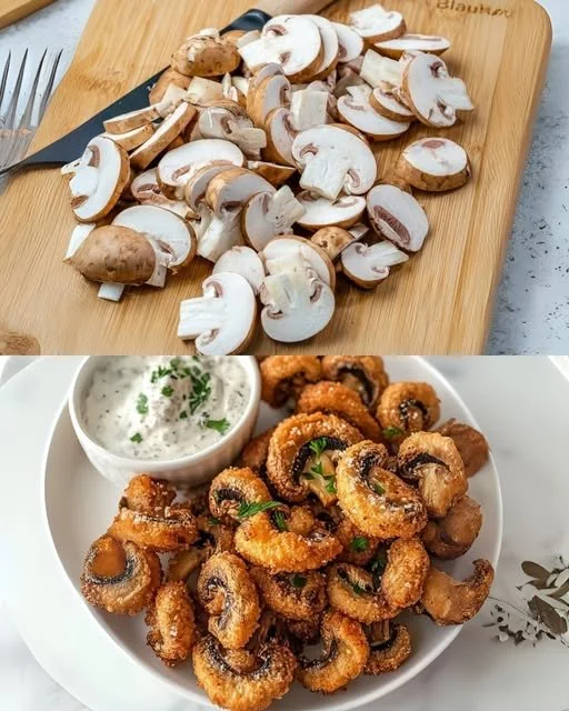 Knapperige gefrituurde champignons als smaakvolle snack
