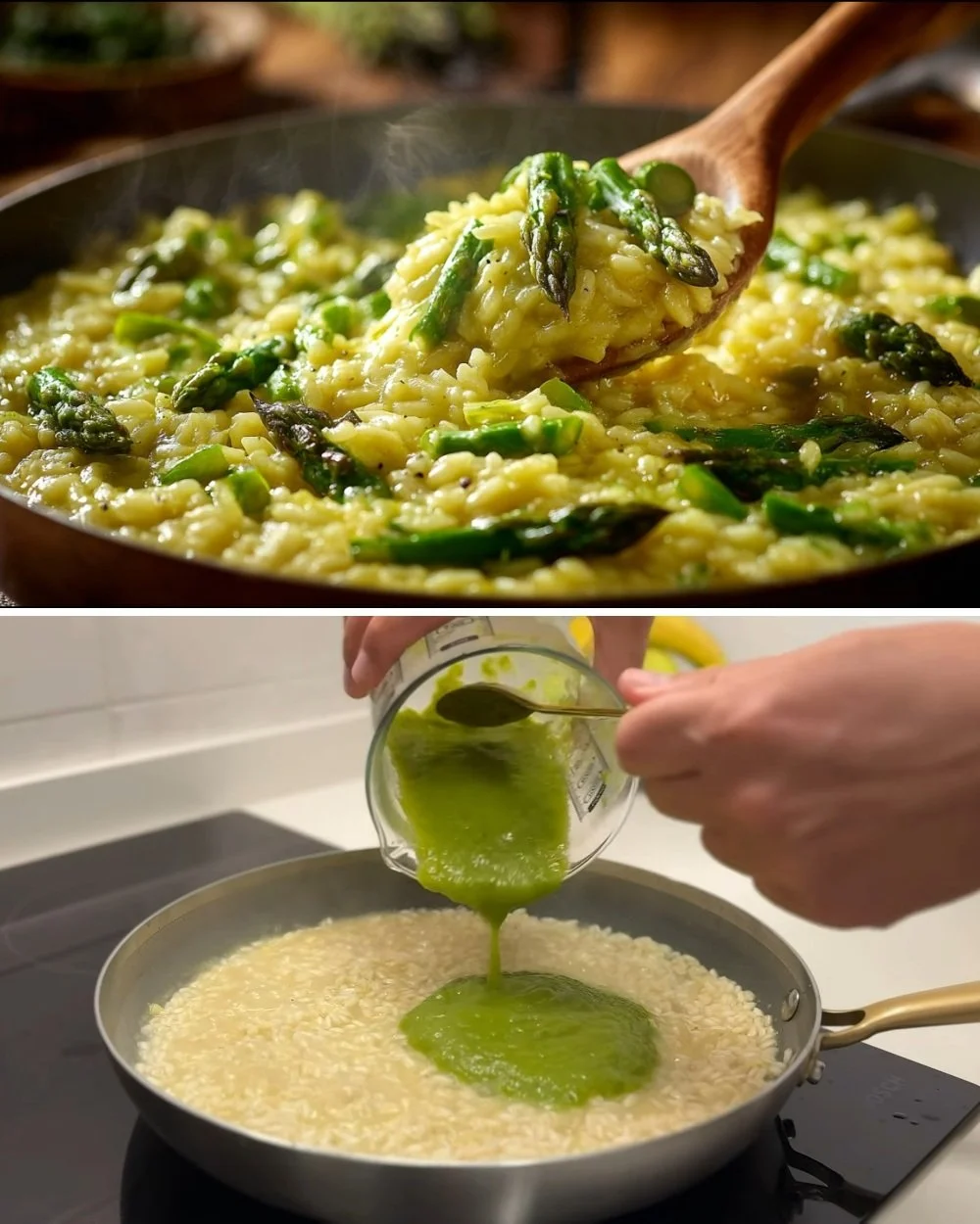 Heerlijke Lente Risotto met verse ingrediënten en een kleurrijke presentatie.