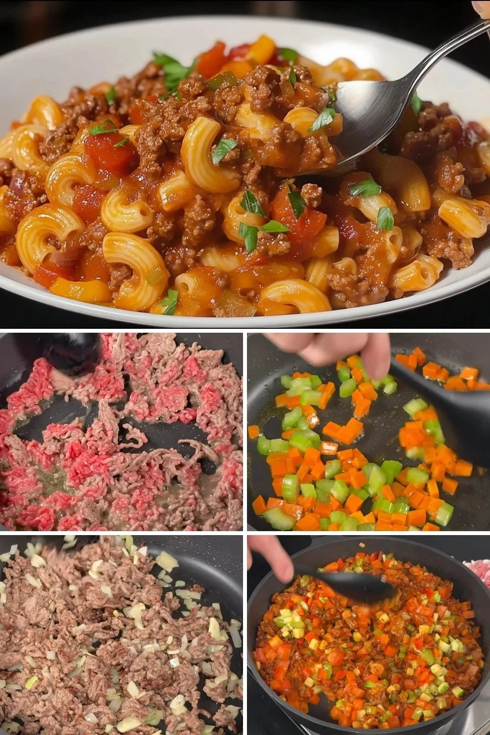 Heerlijke Pasta met Gehakt en Groenten op een bord