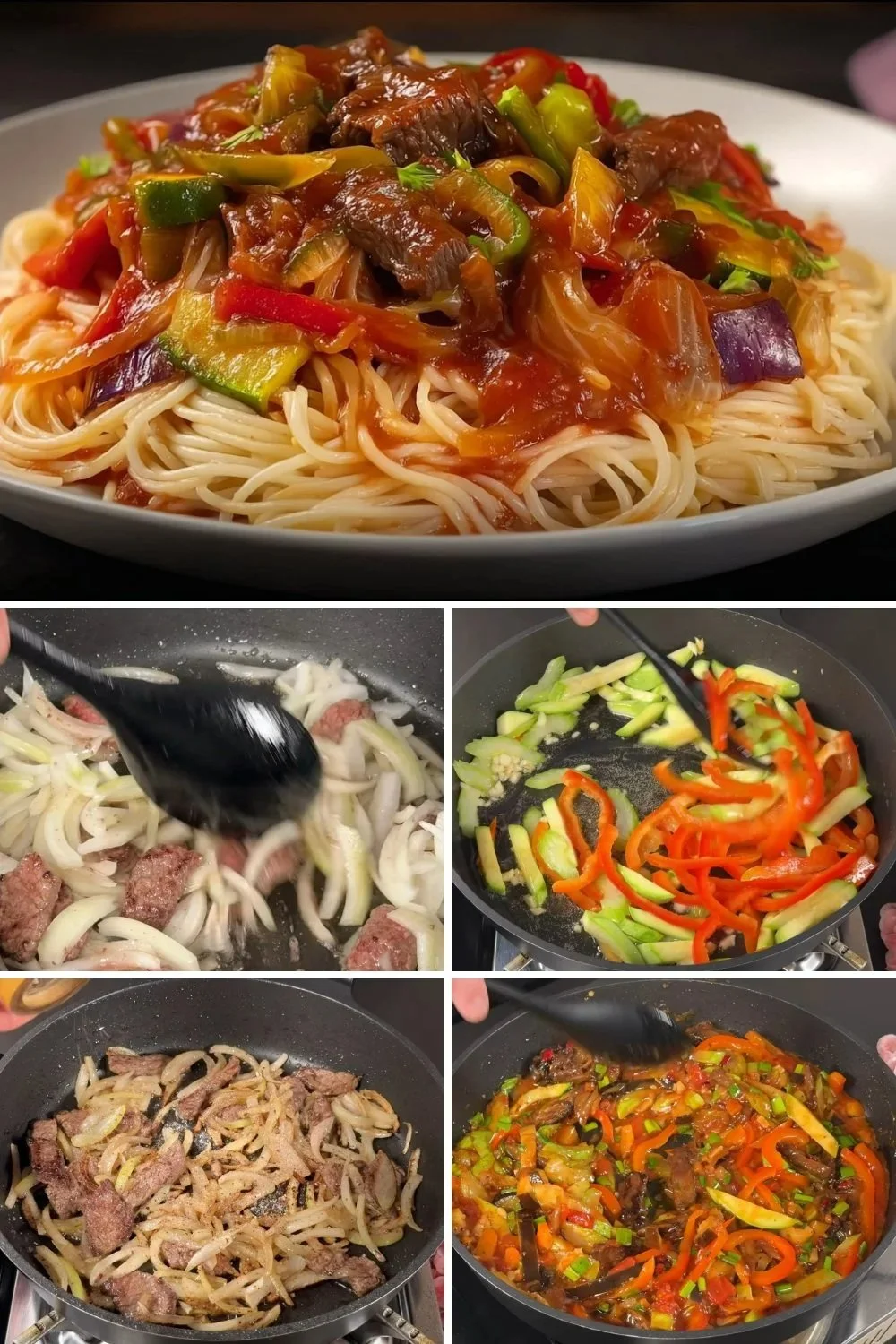 Pasta met gemalen rundvlees en groenten, eenvoudig recept