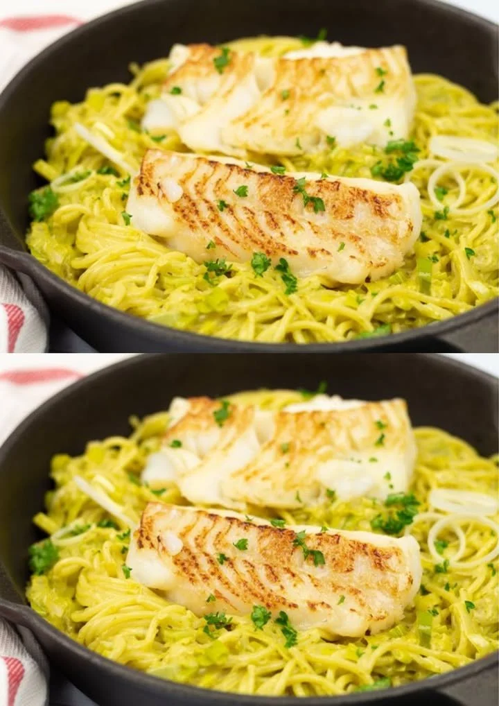 Pasta met kabeljauw in pestosaus, een heerlijk en snel te maken gerecht