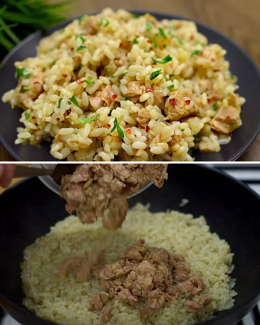Snel recept van rijst met tonijn voor een eenvoudige maaltijd