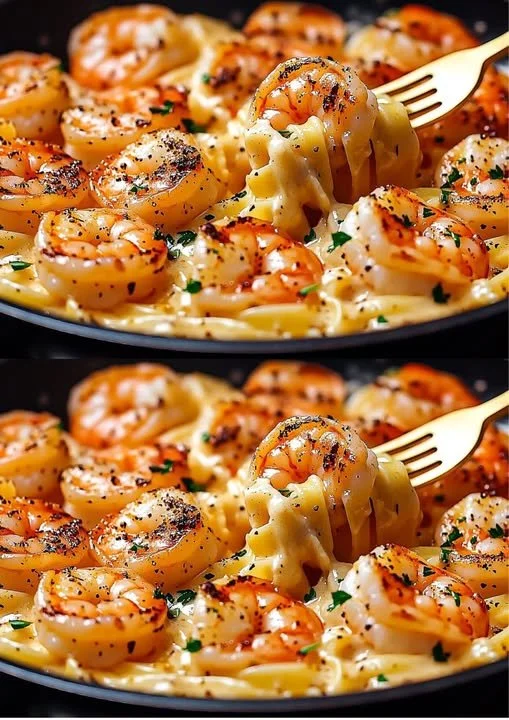 Romige garnalen pasta met kruiden voor een snel diner