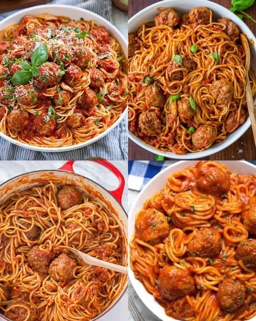 Spaghetti met gehaktballen, een eenvoudig en smakelijk recept.