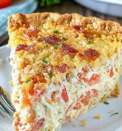 Heerlijke tomaten bacon kaas taart voor een avondmaal