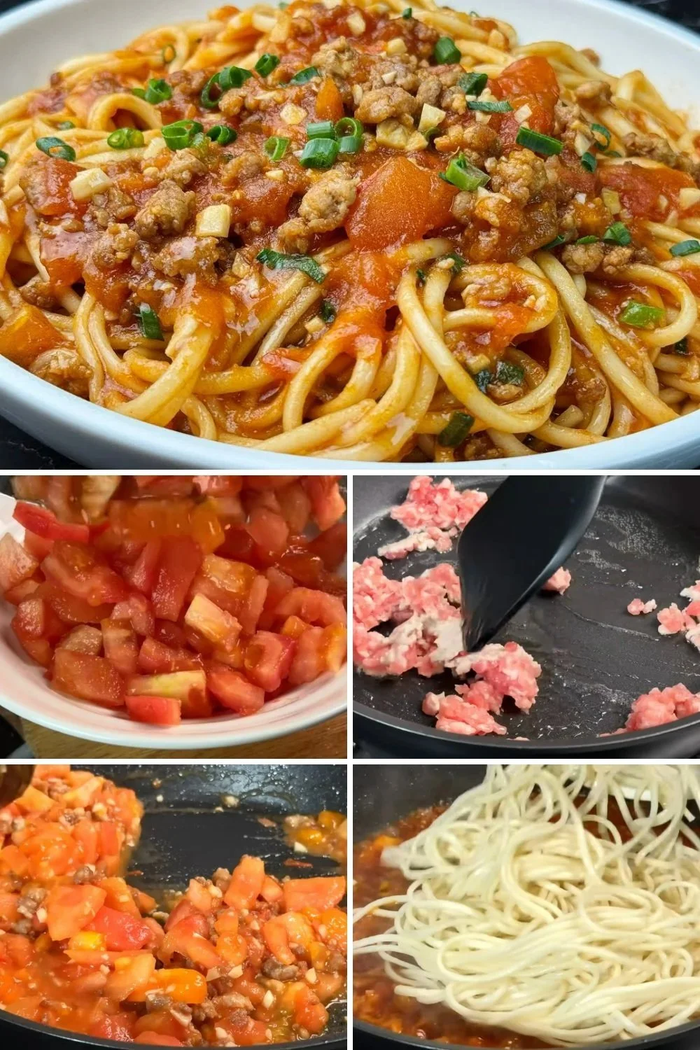 Tomaten noedels met gehakt, een eenvoudig en smakelijk recept