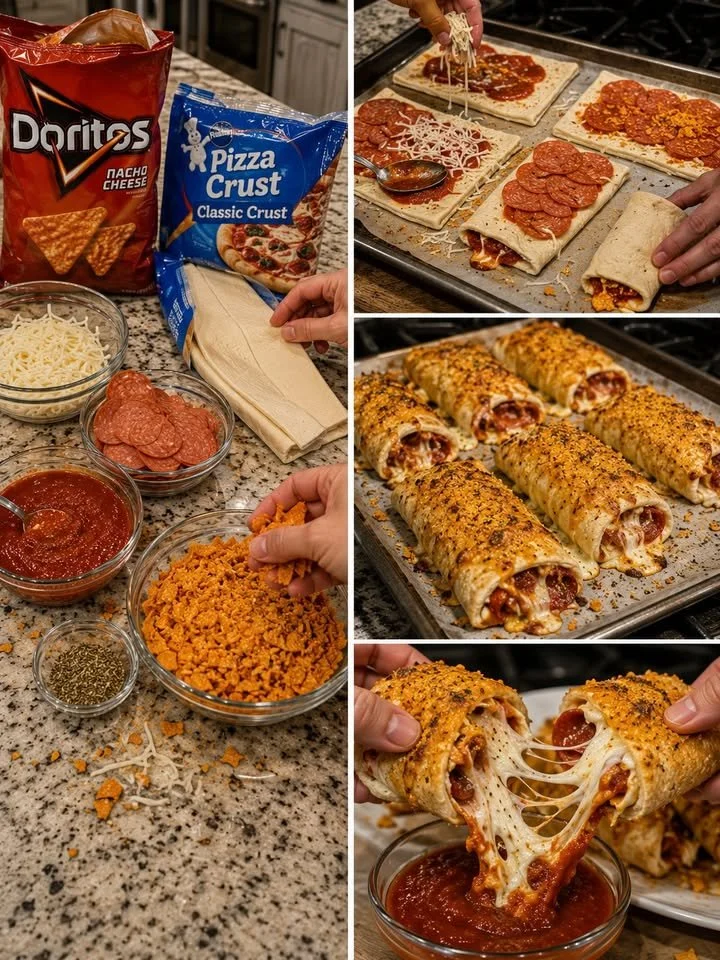 Doritos pizza rolletjes bereid met knapperige tortilla chips en smakelijke toppings