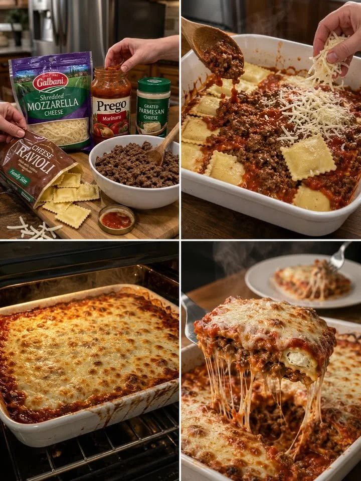 Heerlijke ravioli ovenschotel uit de oven met kaas en kruiden