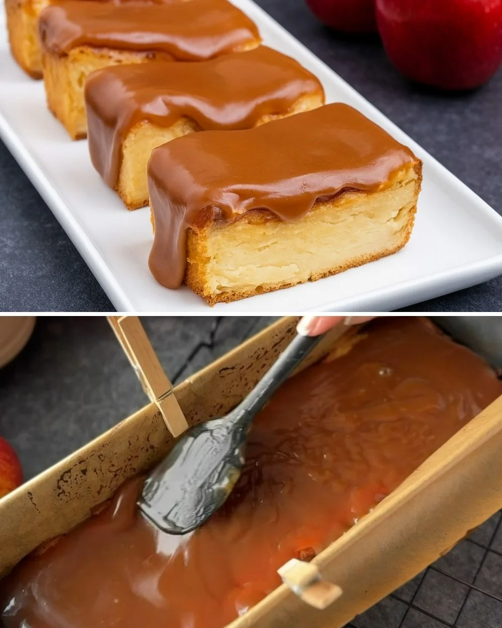 Heerlijke appelcake met caramel en veel appels, perfect voor elke gelegenheid.