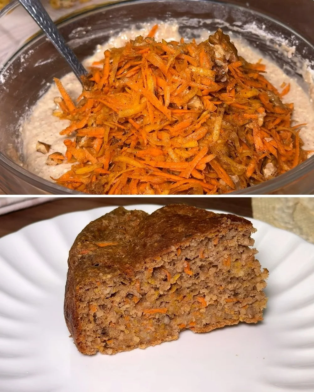 Heerlijke wortel pompoencake zonder bloem en suiker, perfect voor gezonde voeding.