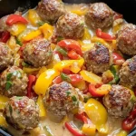 Gehaktballen met paprika in één pan, smakelijk en eenvoudig recept.