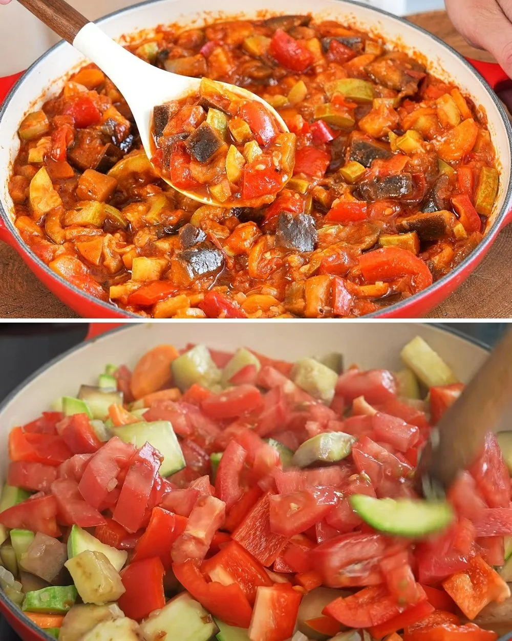 Voorgerecht van groentestoofpot met courgette en aubergine