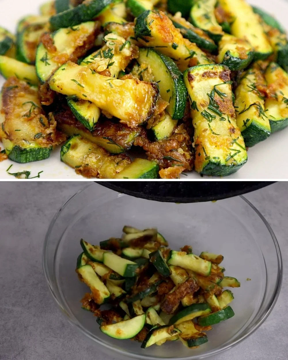 Heerlijke en snel te bereiden courgette gereed om te serveren.