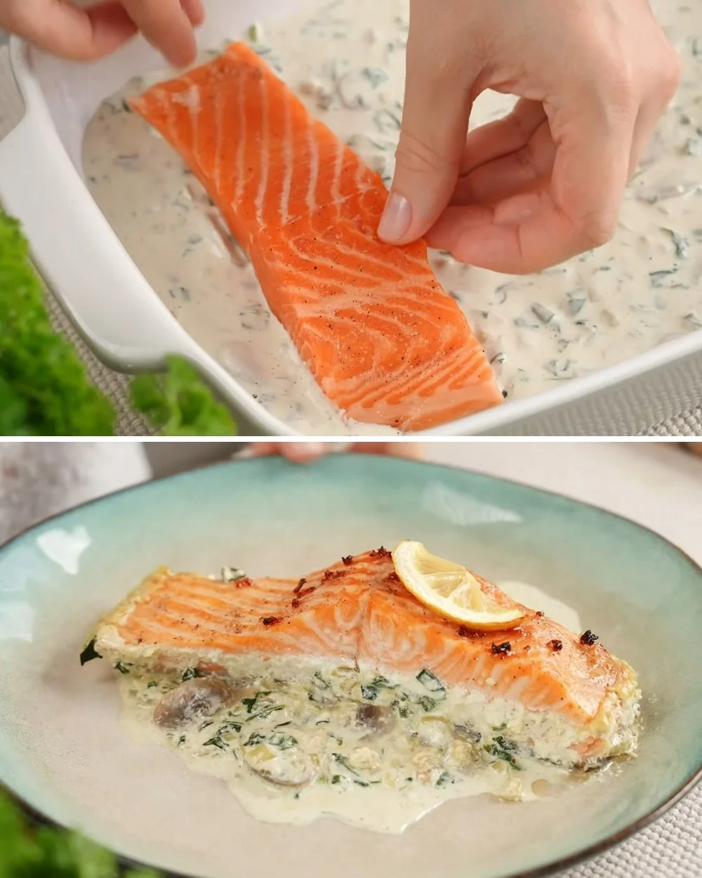 Heerlijke gebakken zalm met verse ingrediënten, perfect voor een smakelijke maaltijd.
