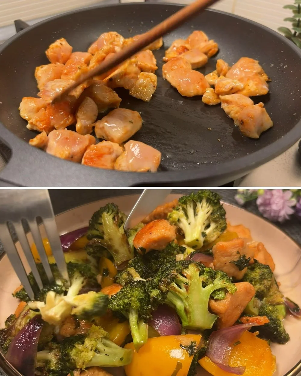 Heerlijke broccoli en kip in een makkelijk één-pan diner recept