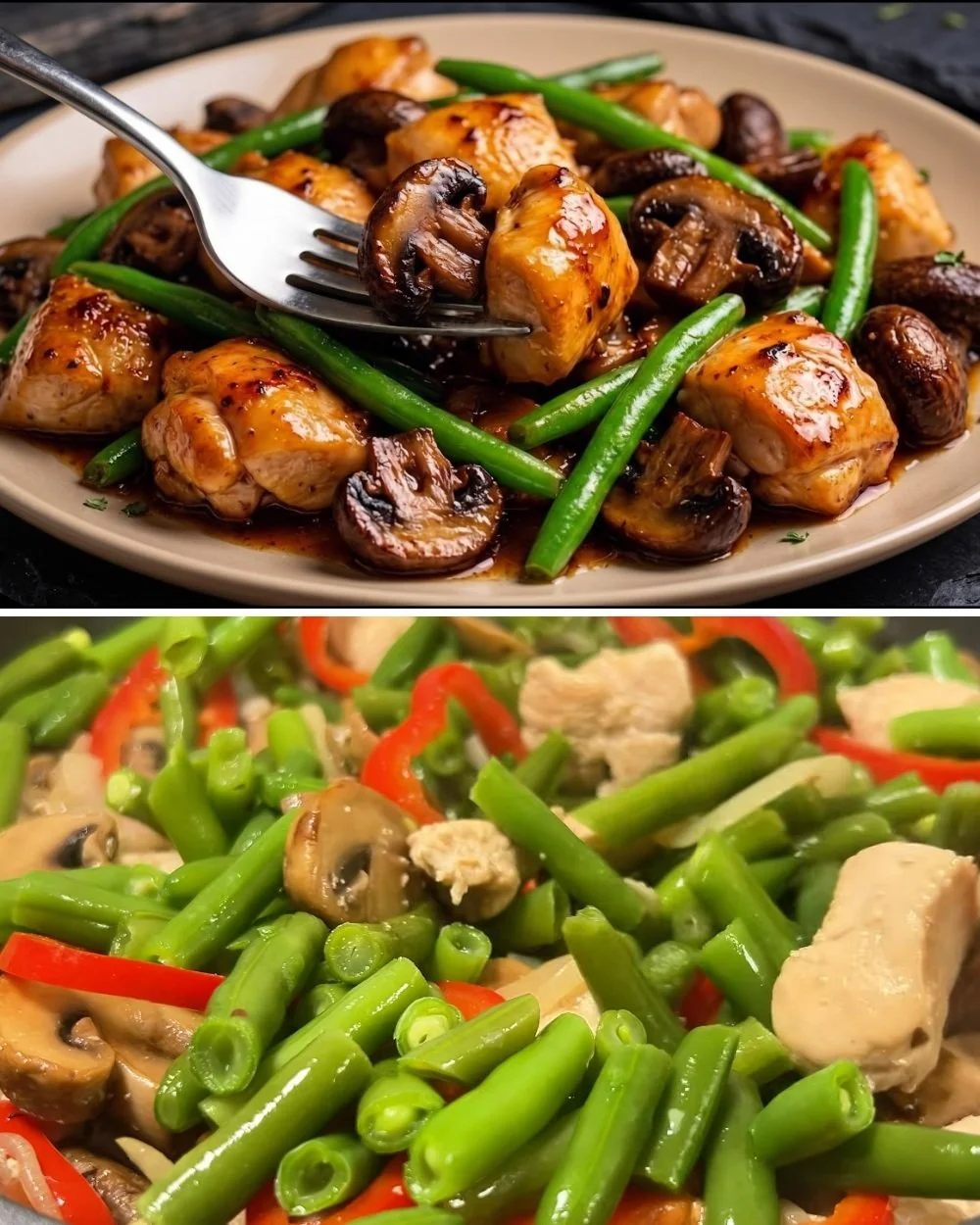 Champignon en kip diner in een pan, een makkelijke en snelle maaltijd