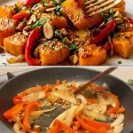 Heerlijk pompoen eenpansdiner, beter dan vlees, vol smaak en gezonde ingrediënten.