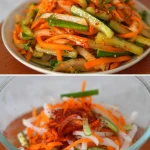 Komkommer Wortel Radijs Salade met sesam en verse ingrediënten