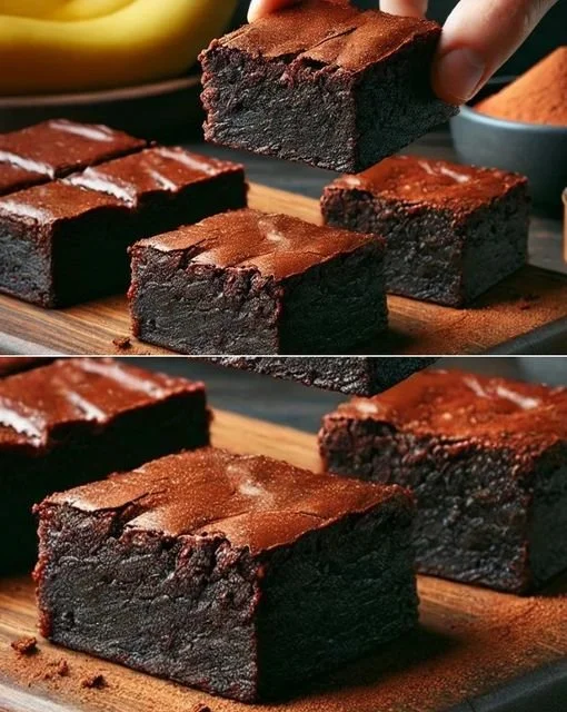 Vegane 3-Zutaten Schoko-Brownies auf einem Teller, gesund und lecker präsentiert.