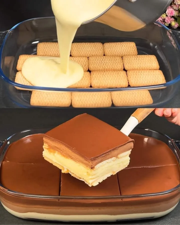 No-Bake Schokoladen-Dessert im Glas mit Pudding und Keksboden