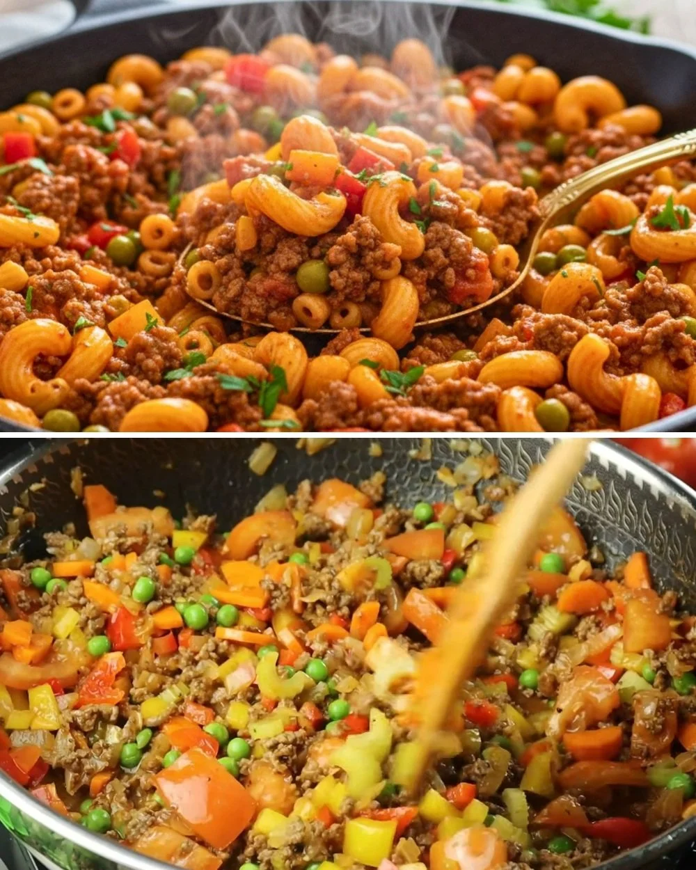 Heerlijke pasta met gehakt, snel en eenvoudig recept voor avondeten.
