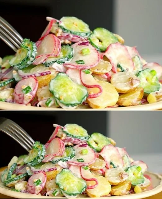 Gezonde komkommersalade voor een platte buik, makkelijk en snel recept.