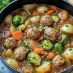 Spruitjesstoofpot met gehaktballetjes, een eenvoudig en smakelijk gerecht